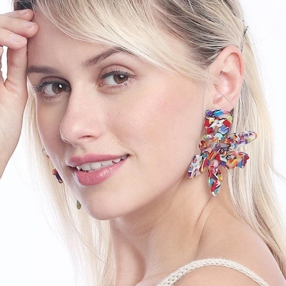 RESTOCKED Paper Lily Earrings in Multicolor - Picture 8 of 8
